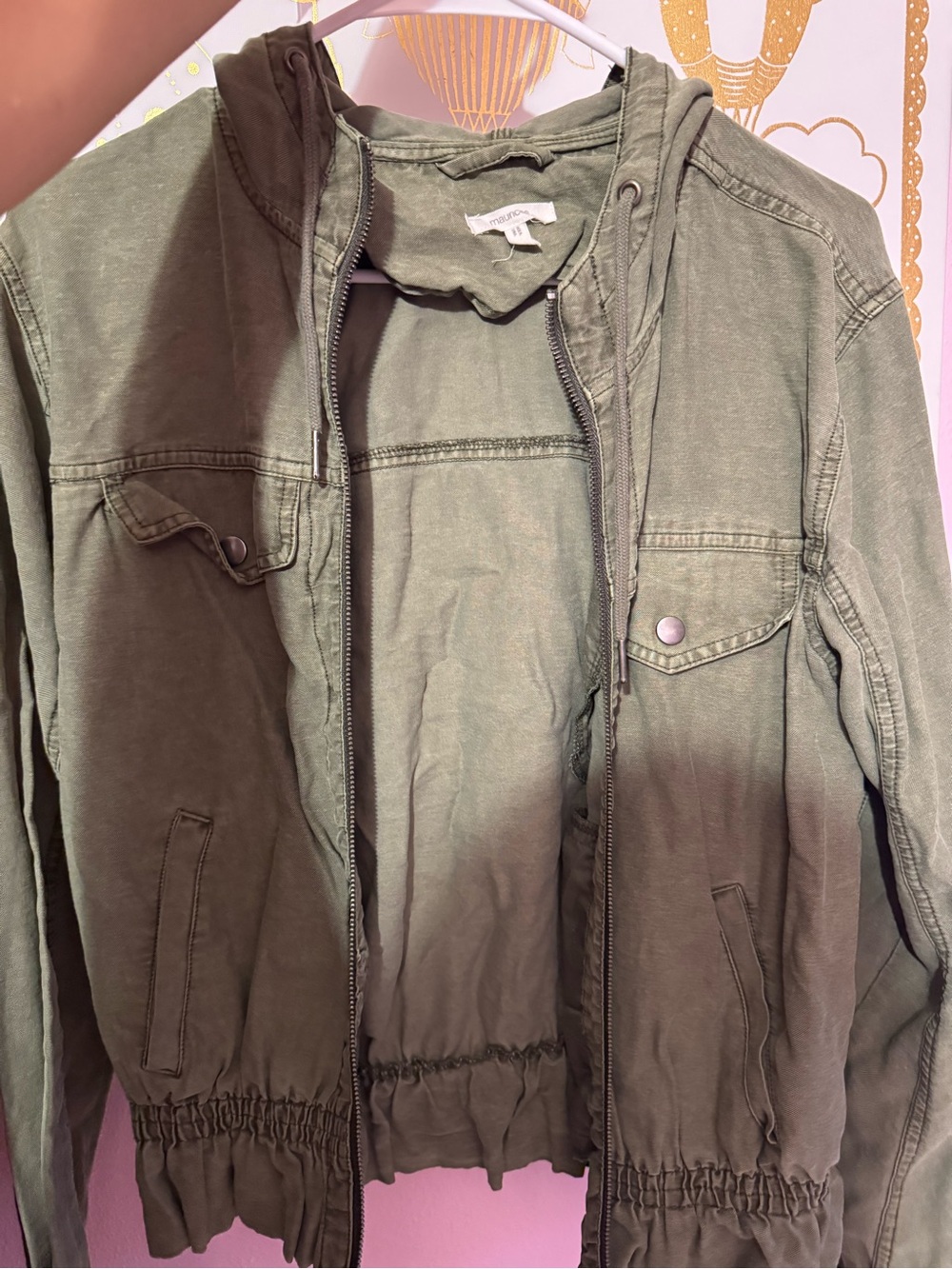 Maurices Olive Green Hooded Utility Jacket